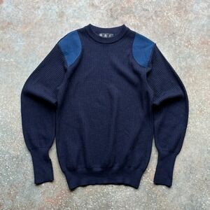 Barbour Mens Sporting Crew Neck Sweater Navy Blue Merino Wool MKN0004NY71 Small